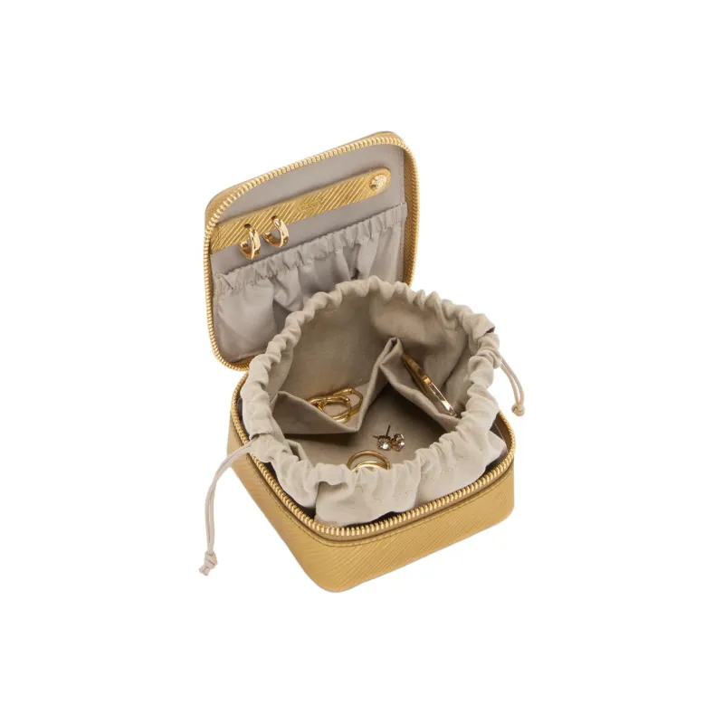 TUMI Leather Storage Bag Unisex Gold-3
