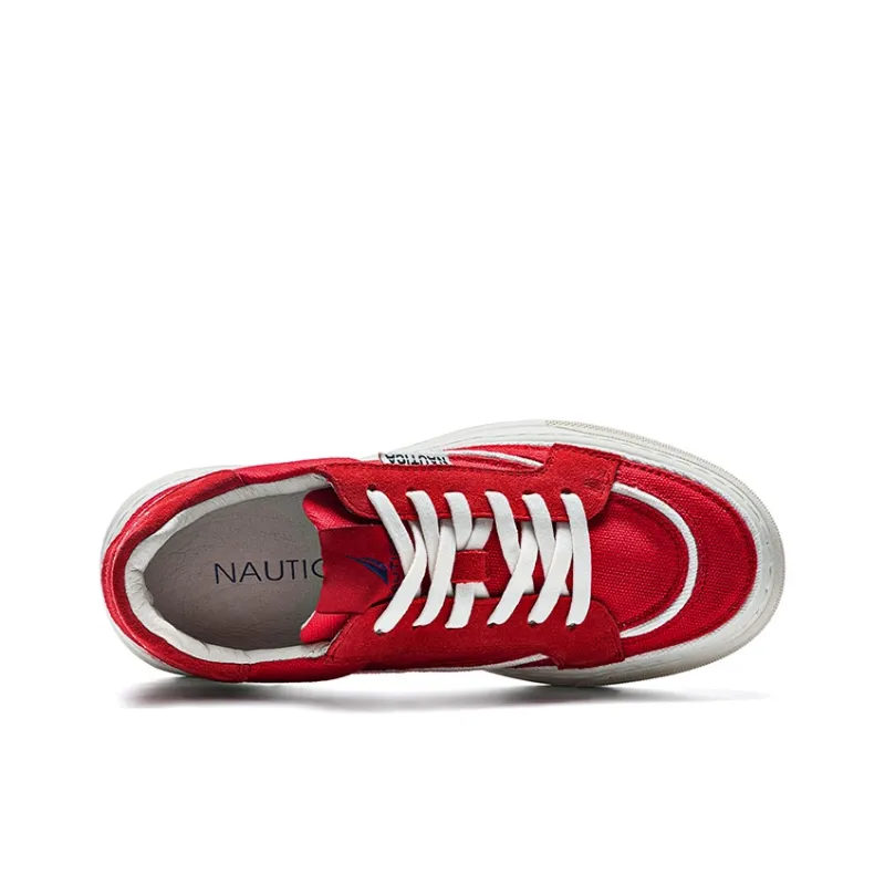 NAUTICA Coverage Anti Slip Wear Resistant Lightweight Breathable Height Increasing Low Top Skateboard Shoes Women's Red-4