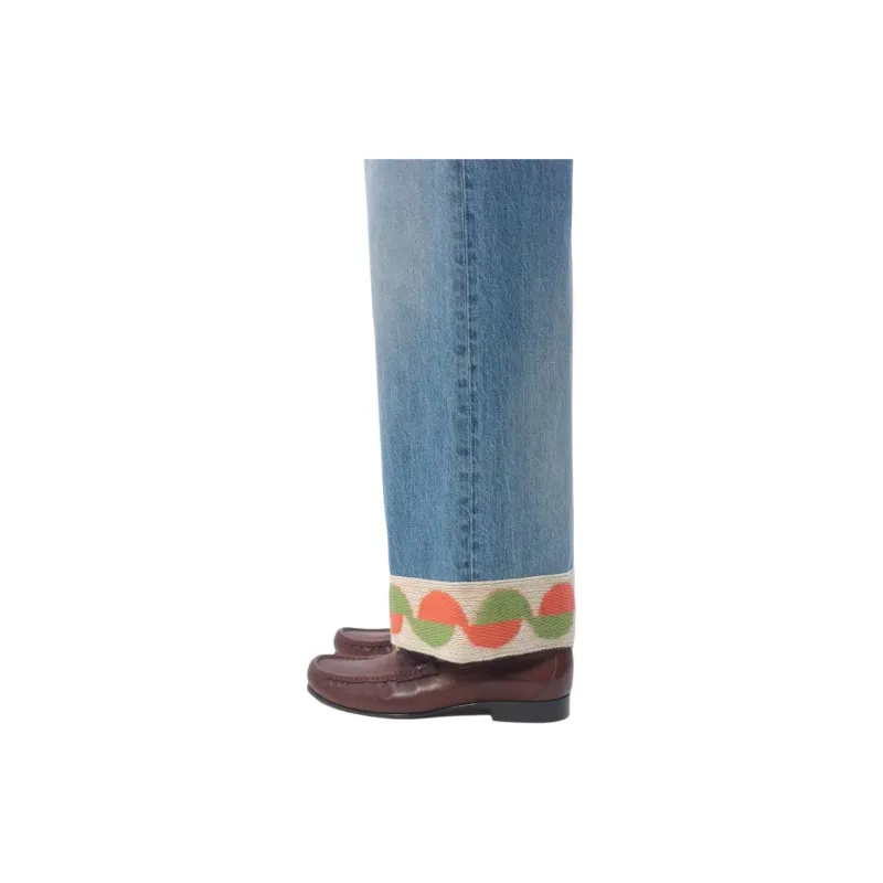 Valentino Logo Patch Wide Leg Jeans-8