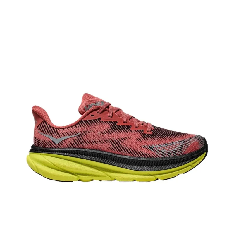 HOKA ONE ONE Clifton 9 Cushioning Abrasion Resistant Lightweight Low Top Running Shoes Unisex Red Black-1