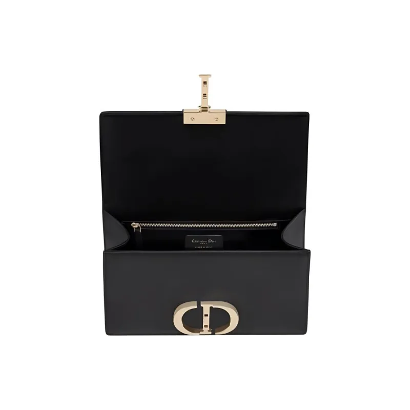 DIOR 30 Montaigne Embossed Grain Texture Cow Leather Monsta Bag Box Bag Shoulder Bag Crossbody Bag Women's Black-2