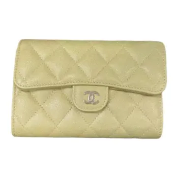 CHANEL Classic Flap CF Calfskin Coin Purse Wallet Women's Dark Yellow