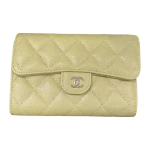 CHANEL Classic Flap CF Calfskin Coin Purses Wallets Women's Deep Yellow