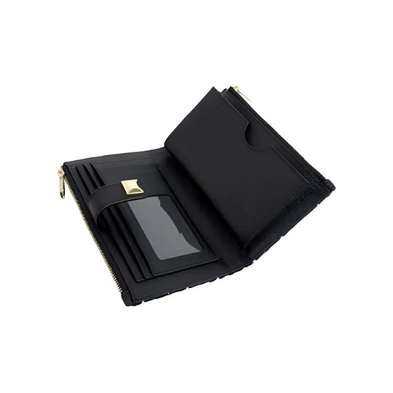 Furla Leather Wallet Medium Size Women's Black-3