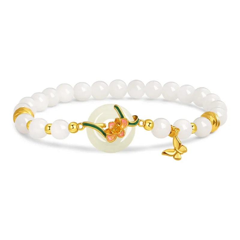 Lao Feng Xiang Hetian Jade S925 Silver White Jade Women's-0