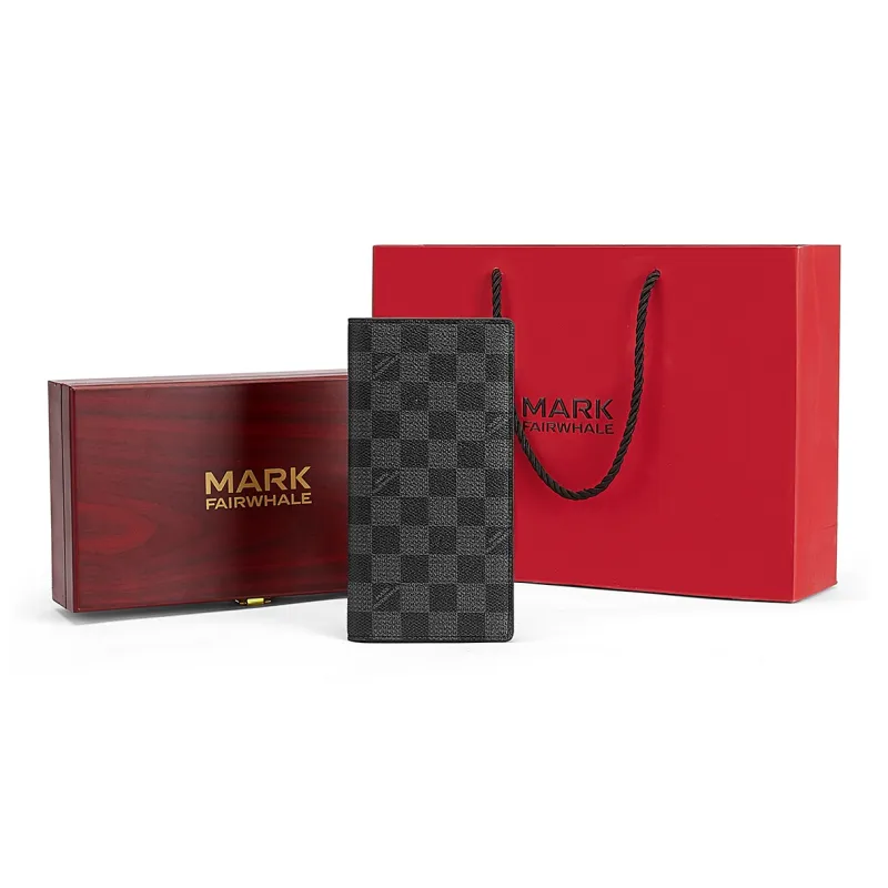 FAIRWHALE Synthetic Leather Wallet Men's Black Shades Plaid-3