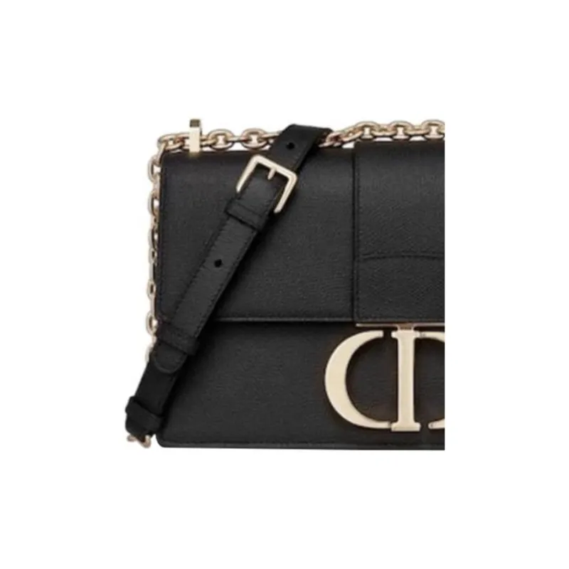 DIOR 30 Montaigne Embossed Grain Texture Cow Leather Monsta Bag Box Bag Shoulder Bag Crossbody Bag Women's Black-4