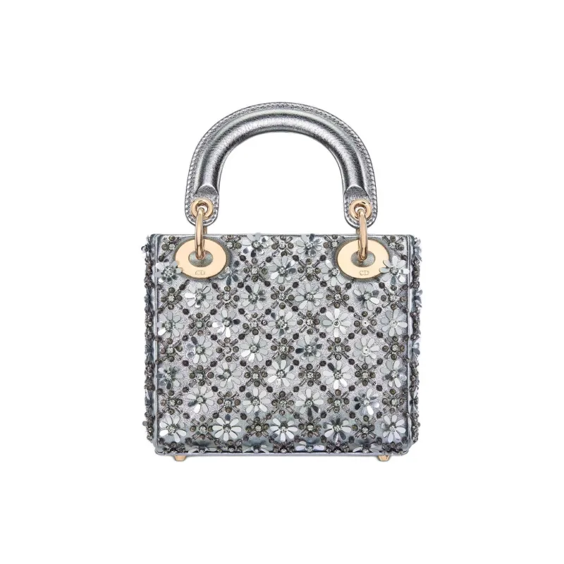 DIOR Lady Dior Calfskin Shoulder Bag, Crossbody Bag, Handbag Mini Women's Silver-3
