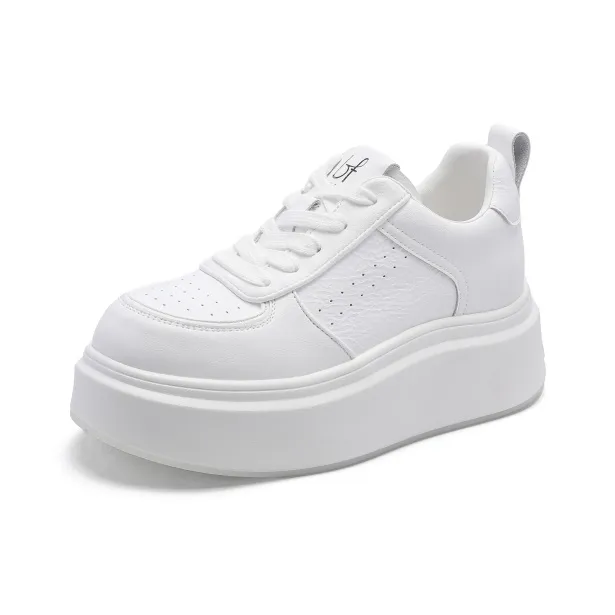 BAFFN Anti Slip And Wear Resistant Lightweight Height Increasing Low Top Skateboard Shoes Women's White-0