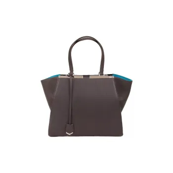 FENDI Textured Leather Tote Bag Shopping Bag Handbag Shoulder Bag Women's Gray