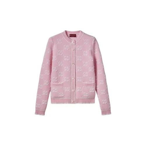 GUCCI Logo Intarsia Button Up Cardigan