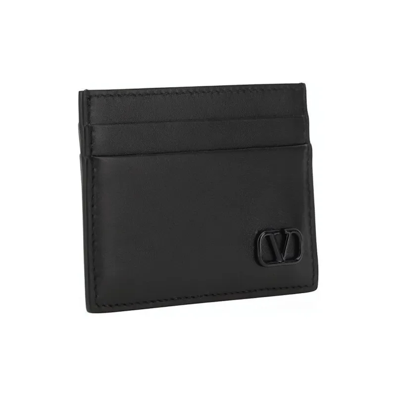 Valentino GARAVANI Cow Leather Wallets Card Holders Men's Black-1