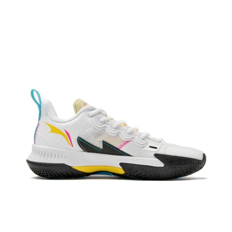 LiNing Abrasion Resistant Breathable Low Top Basketball Shoes Unisex White-1