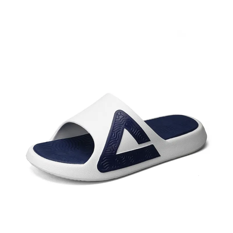 PEAK Tai Ji1.0 Slip Resistant Abrasion Resistant Cushioning Slide Slippers Men's Ultra Light White Dark Blue-1
