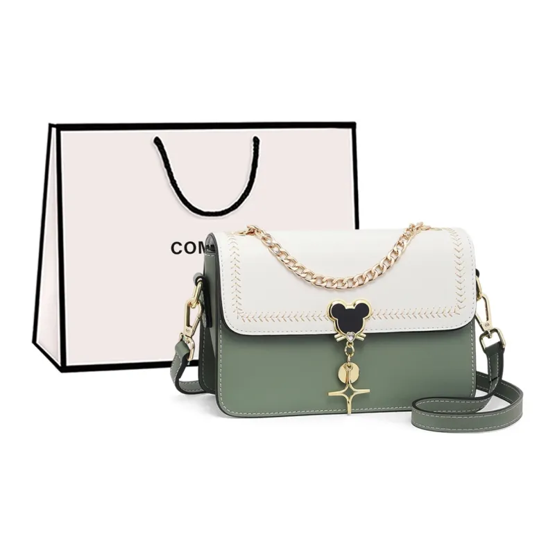COMELY Cow Leather With Synthetic Leather Handbag, Shoulder Bag Regular Women's Ecru/Blue & White-0