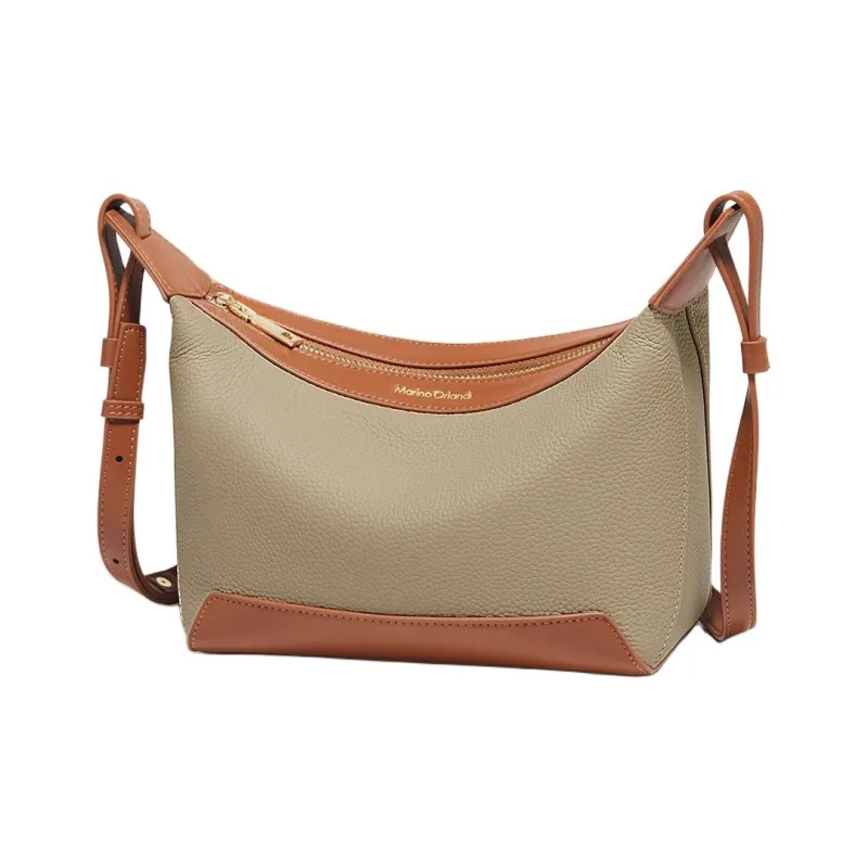 Marino Orlandi Genuine Leather, Top Grain Cow Leather Versatile Casual Crossbody Bag, Shoulder Bag Women's Khaki/White-11