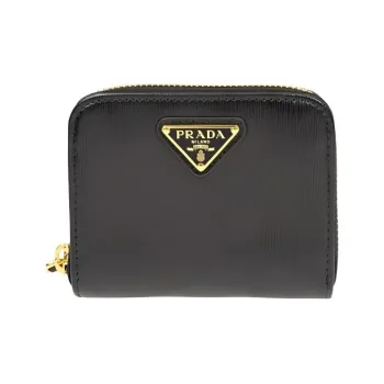 PRADA Leather Coin Purse Women's Black