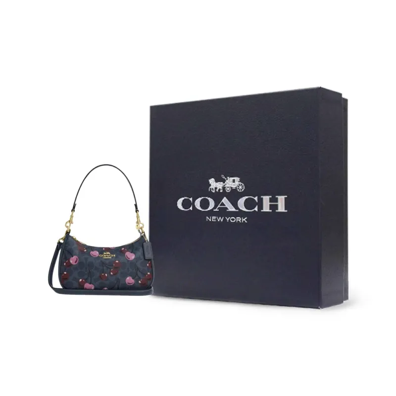 COACH Teri Coated Canvas Crossbody Handbag, Shoulder Bag Small Size Women's Blue-6