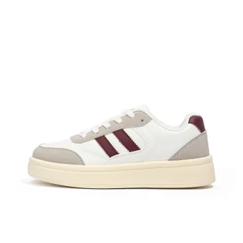 Babaya Slip Resistant Breathable Low Top Kids' Skateboarding Shoes White Burgundy Teenagers