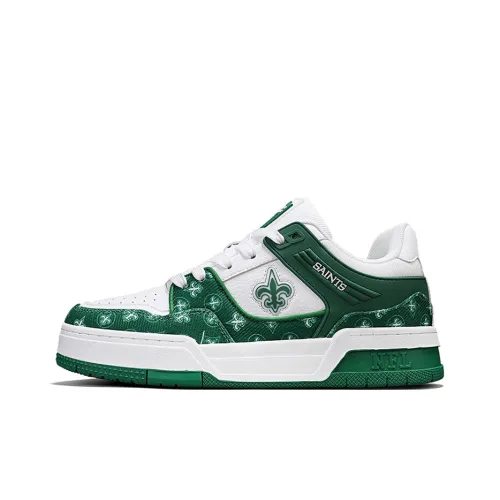 NFL TR Neo New Orleans Saints Abrasion Resistant Slip Resistant Low Top Skateboard Shoes Unisex White Green