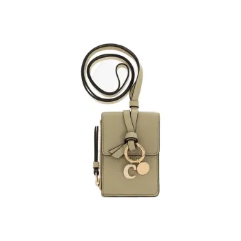 Chloe Alphabet Calfskin Card Holder Women's Green
