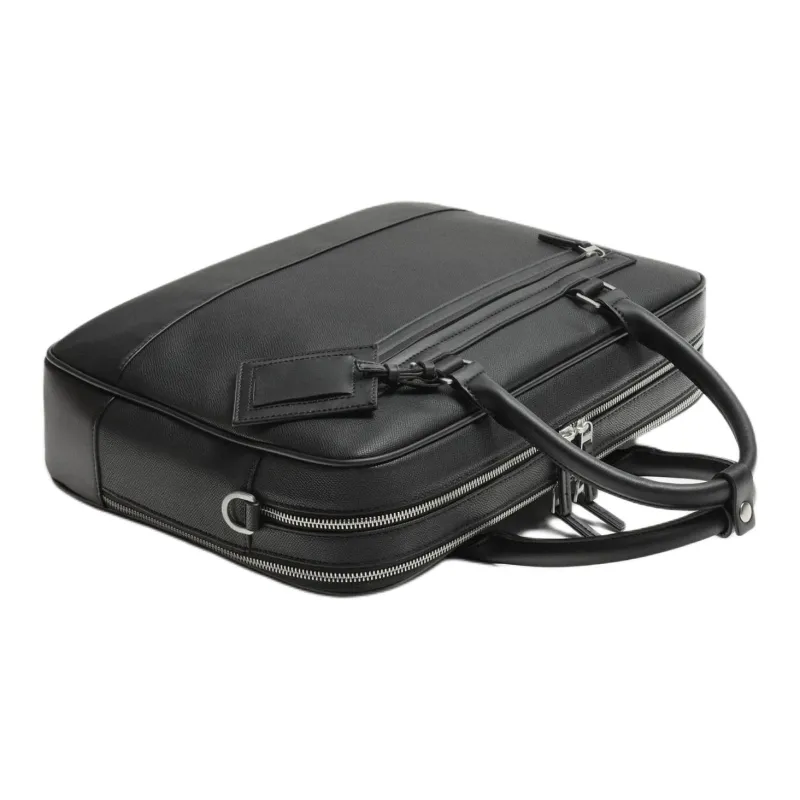 ZARA PU Polyurethane One Shoulder Crossbody Portable Briefcases Men's Black-1