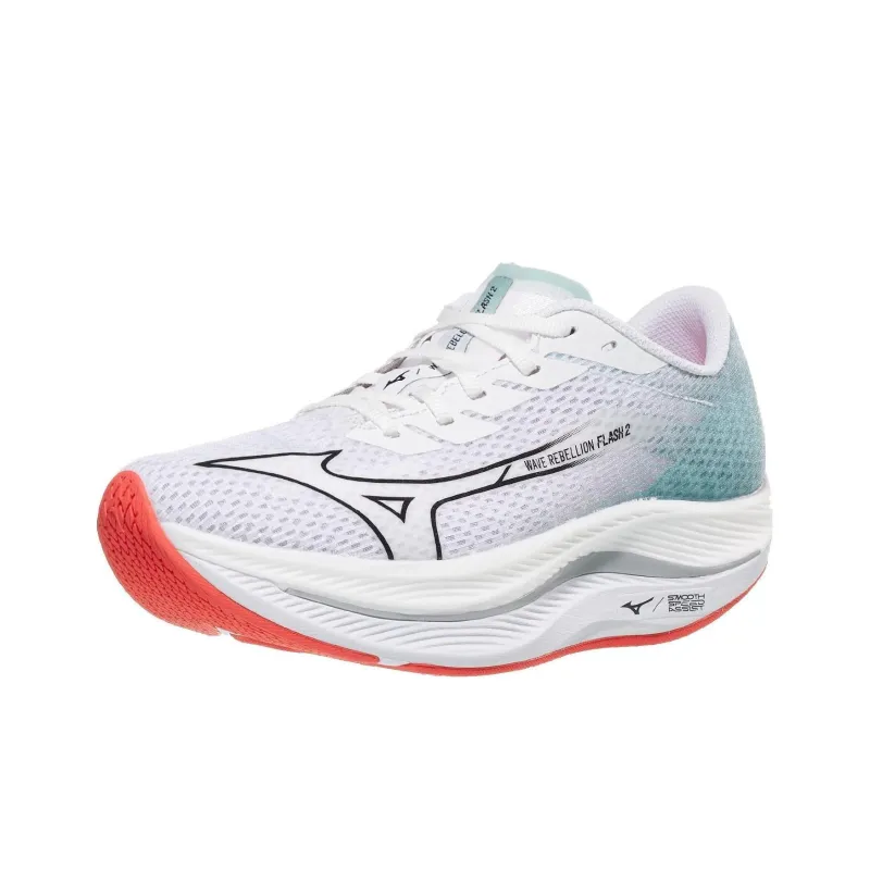 Mizuno Wave Rebellion Flash Cushioning Breathable Low-Top Training Running Shoes Women's White-2
