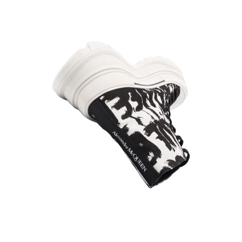 Alexander McQueen Graffiti Tread Slick Boot White Black Women's-3