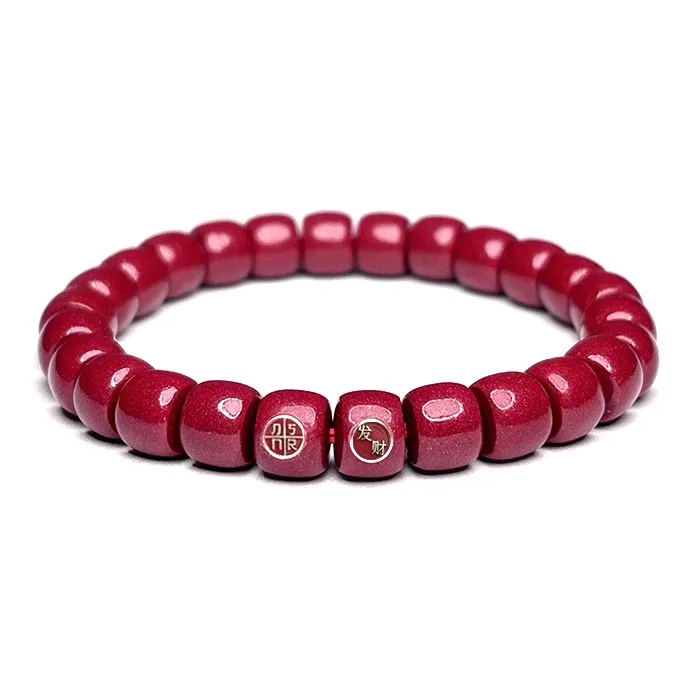 MOUNTAINS AND MANS Cinnabar New Chinese Style Good Luck Beaded Bracelet Unisex-0