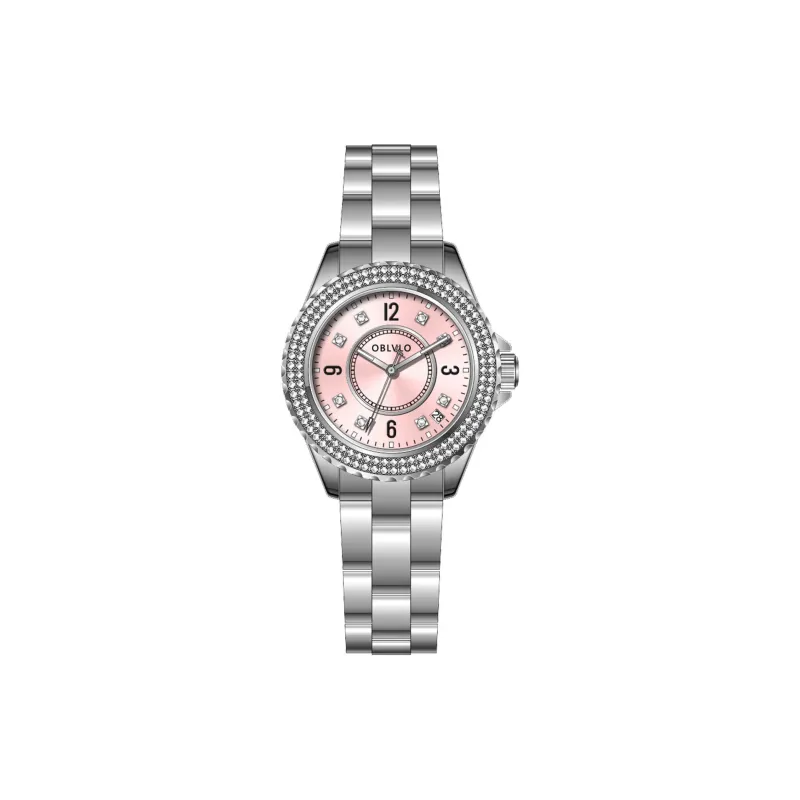 OBLVLO Automatic Mechanical Movement Stainless Steel Strap Watch Women's Watch Silver Dial-6
