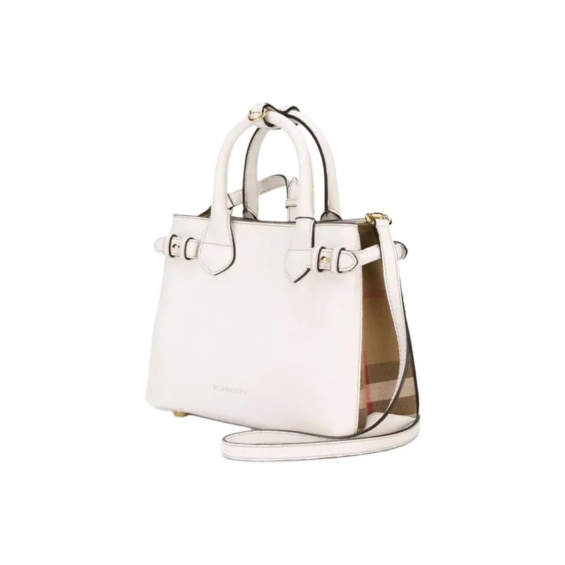 Burberry Cow Leather Tote Bag, Shopping Bag, Shoulder Bag, Handbag Small Size Women's White-2