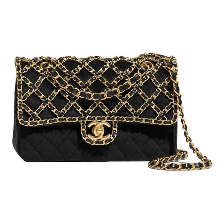 CHANEL Velvet Fabric Shoulder Bag, Crossbody Bag Women's Black-0