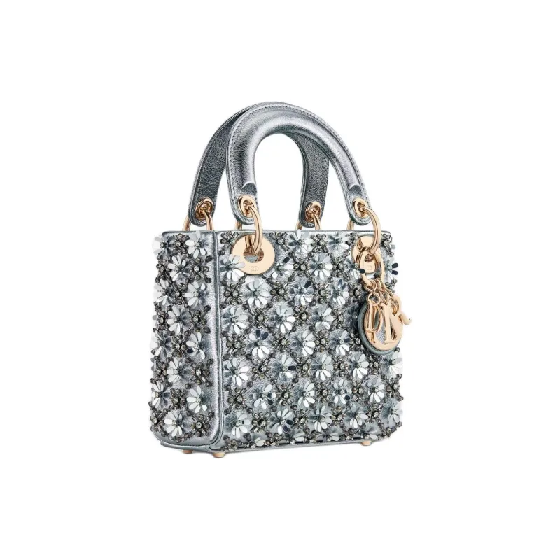 DIOR Lady Dior Calfskin Shoulder Bag, Crossbody Bag, Handbag Mini Women's Silver-2