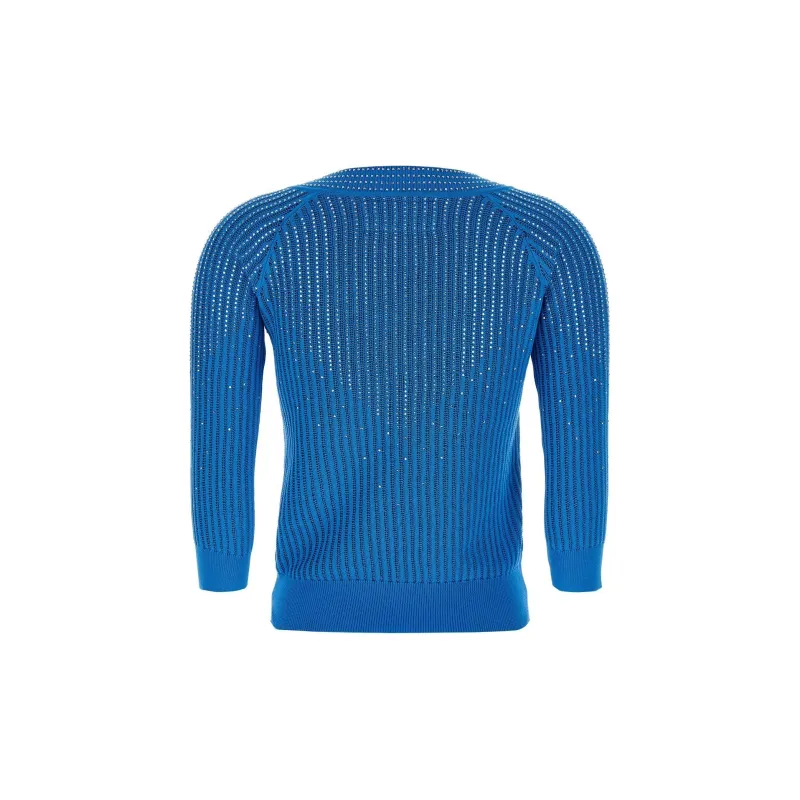 ERMANNO SCERVINO V Neck Rhinestone Embellished Sweater-1