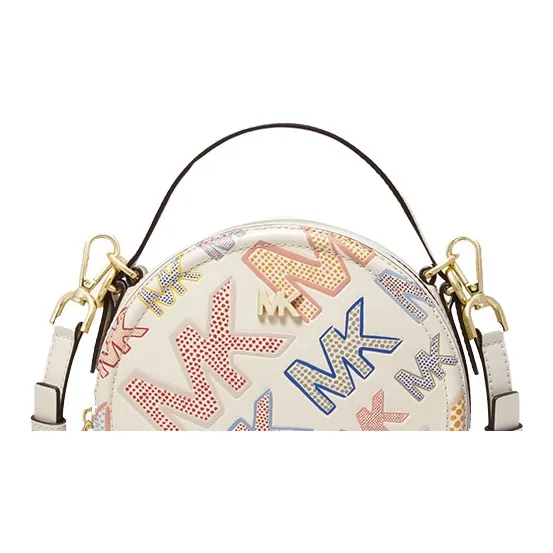 MICHAEL KORS Delaney Cow Leather Round Bag Crossbody Bag Handbag Medium Size Women's White-4
