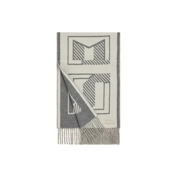 HERMES Cashmere Knit Scarves Unisex Gray Green