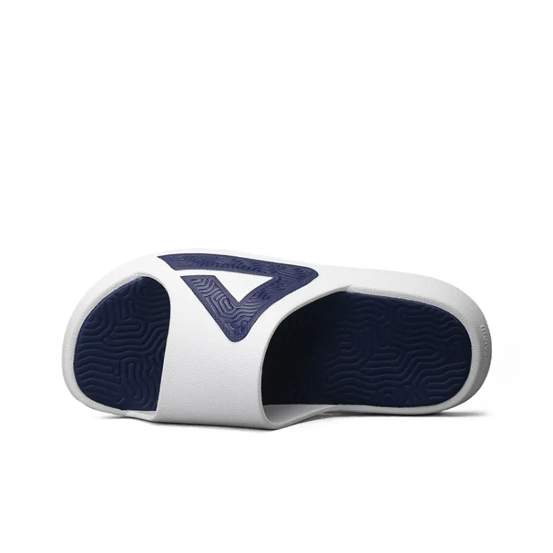 PEAK Tai Ji1.0 Slip Resistant Abrasion Resistant Cushioning Slide Slippers Men's Ultra Light White Dark Blue-3