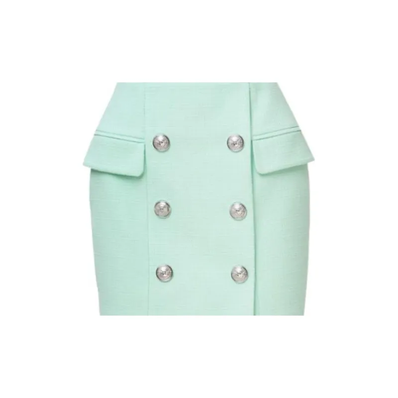 BALMAIN Casual Short Skirts Women's Green-4