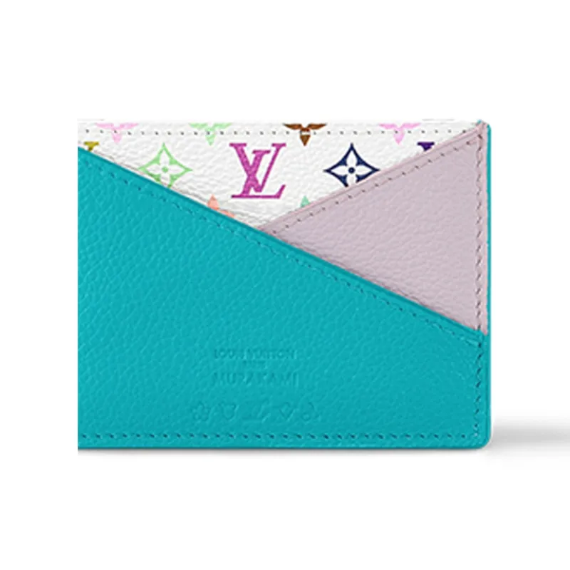 LOUIS VUITTON X Takashi Murakami Criss Cross Card Holder Multicolored/Kawaii Pink/Washed Blue-4