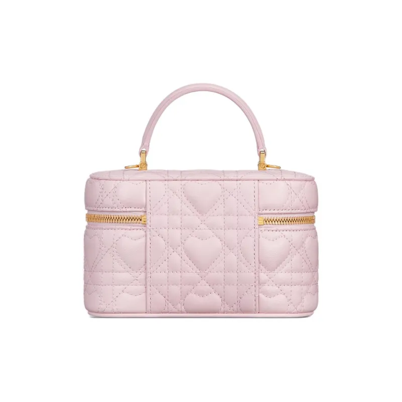 DIOR Caro Lambskin Makeup Bag, Shoulder Bag, Crossbody Bag, Handbag Mini Women's Pink-4