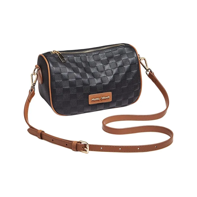 Marino Orlandi Genuine Leather, Top Grain Cow Leather Shoulder Bag Dumpling Bag Women's Black/Ecru-18