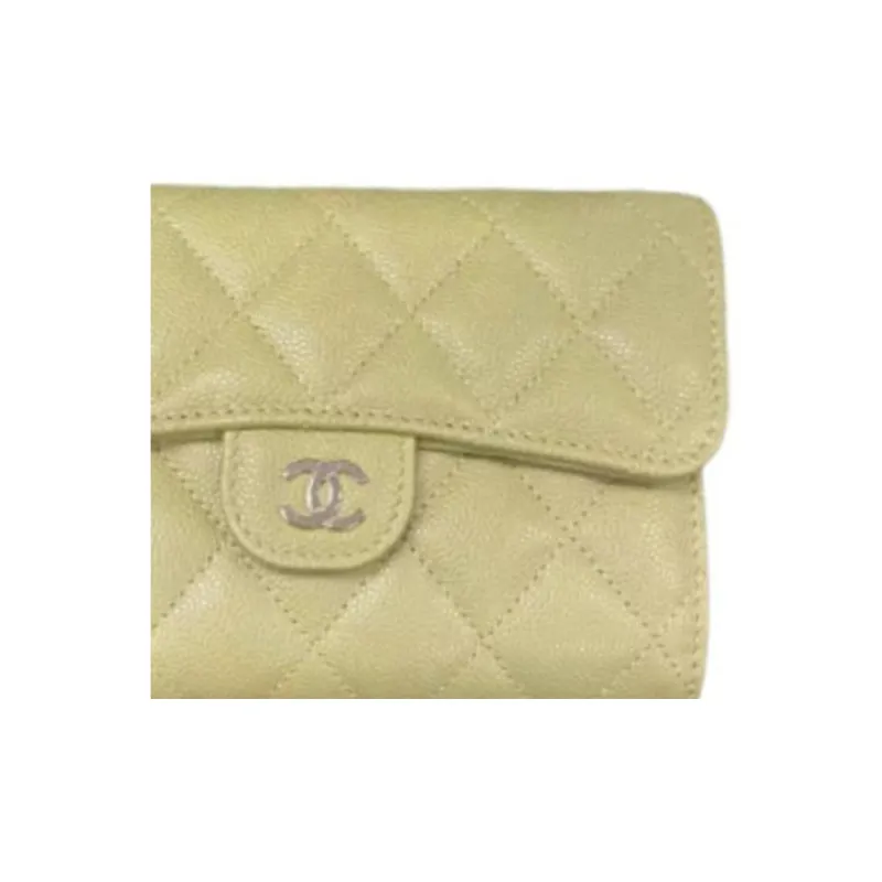 CHANEL Classic Flap CF Calfskin Coin Purse Wallet Women's Dark Yellow-3