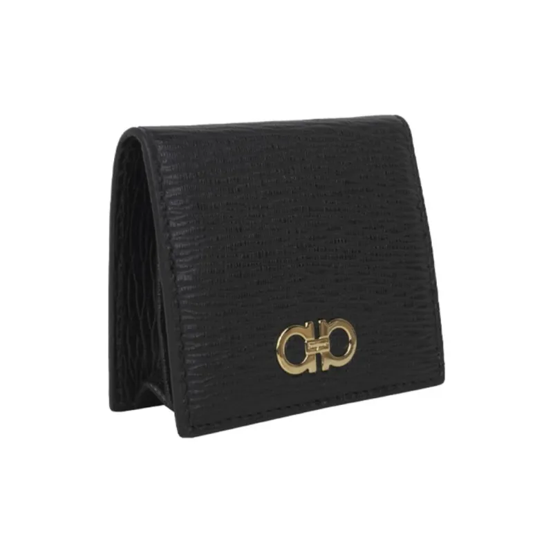 FERRAGAMO GANCINI Cow Leather Wallet Men's Black-2