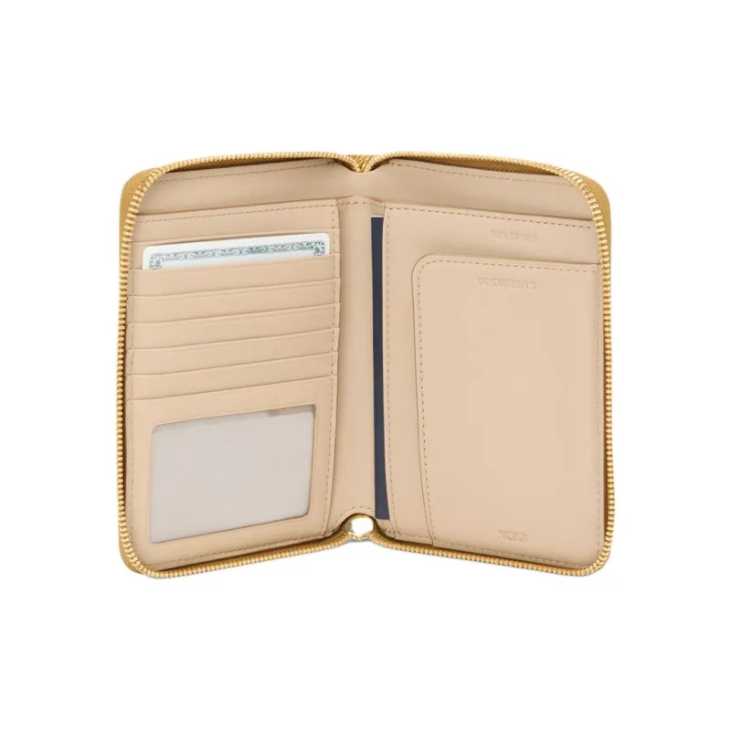 TUMI Leather Passport Holder Unisex Gold-1