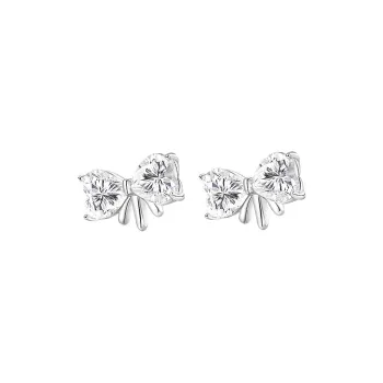 Silver 925 Sterling Silver Bowknot Stud Earrings Women's Silver
