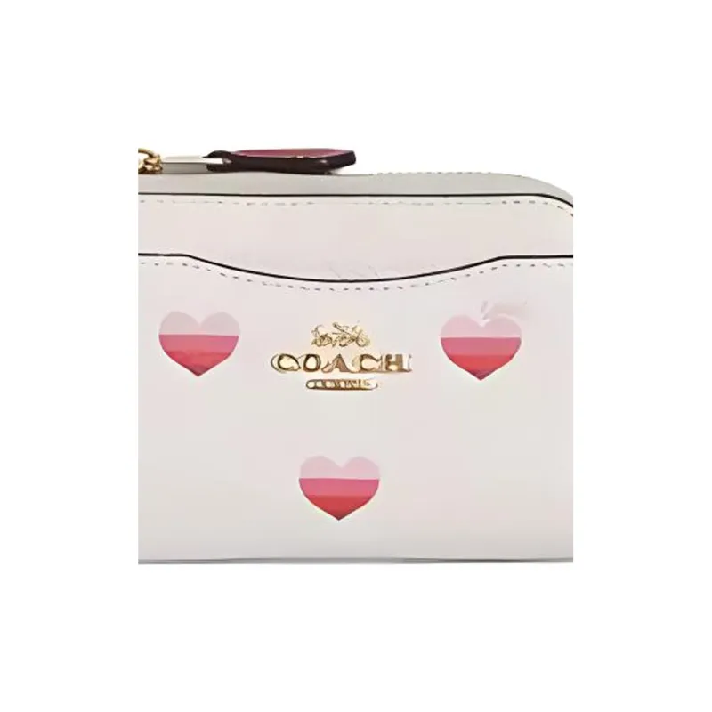 COACH Card Case Refined Pebble Leather Card Holder Key Pouch Coin Purse Mini Women's White-3