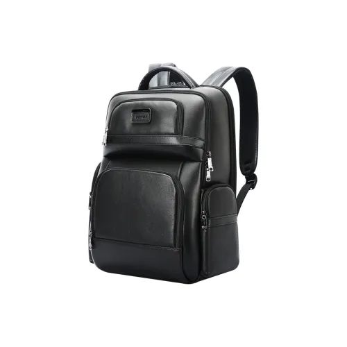 BOPAI Cow Leather With Fabric Backpack Regular Men's Black