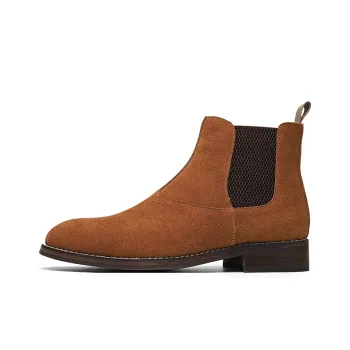 FULIBAOLUO Short Chelsea Boots Men's Brown