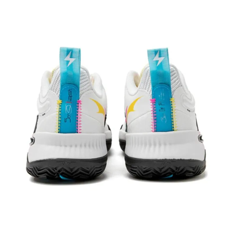 LiNing Abrasion Resistant Breathable Low Top Basketball Shoes Unisex White-4