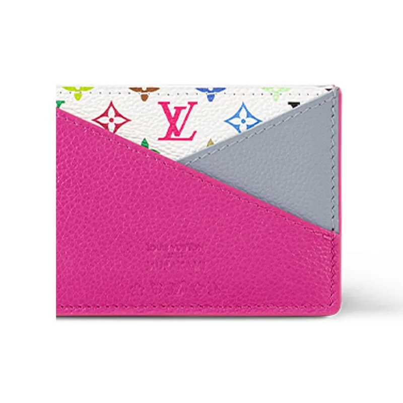 LOUIS VUITTON X Takashi Murakami Criss Cross Card Holder Multicolored/Kabira Blue/Rose-4